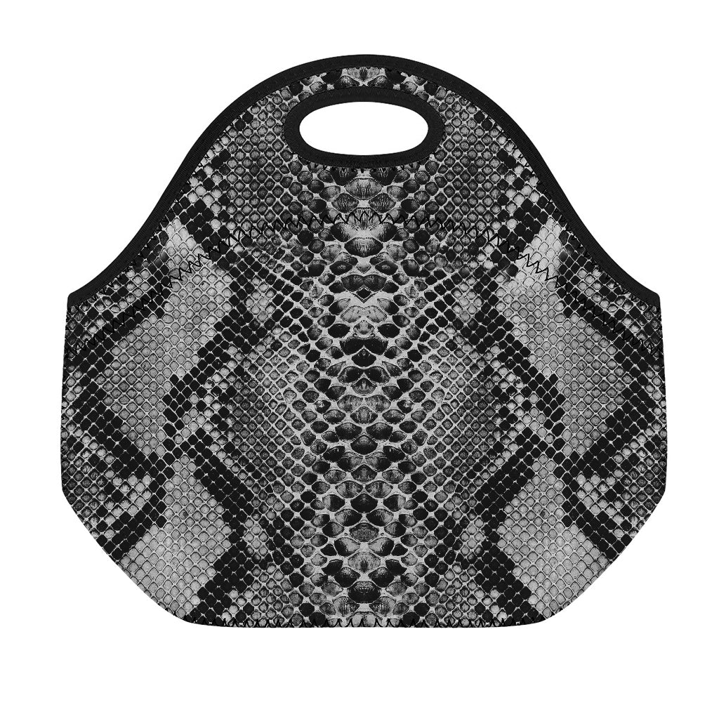 Grey And Black Snakeskin Print Neoprene Lunch Bag