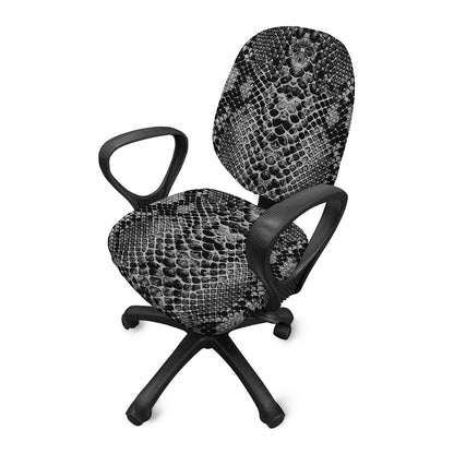 Grey And Black Snakeskin Print Office Chair Cover