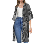 Grey And Black Snakeskin Print Open Front Beach Cover Up