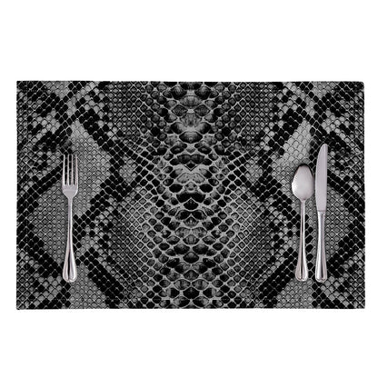 Grey And Black Snakeskin Print Placemat