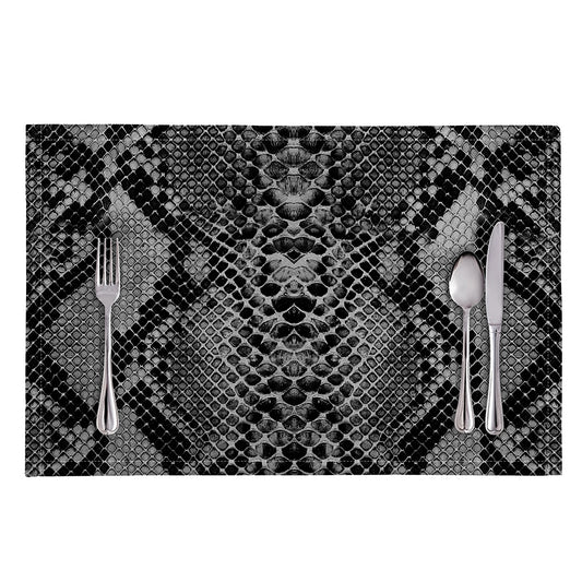 Grey And Black Snakeskin Print Placemat