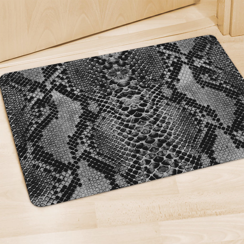 Grey And Black Snakeskin Print Polyester Doormat
