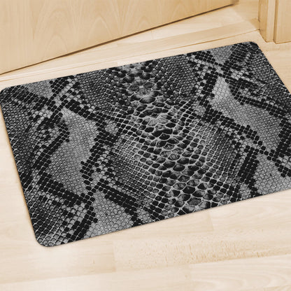 Grey And Black Snakeskin Print Polyester Doormat