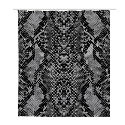 Grey And Black Snakeskin Print Polyester Shower Curtain