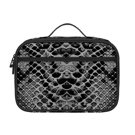 Grey And Black Snakeskin Print Portable Lunch Bag