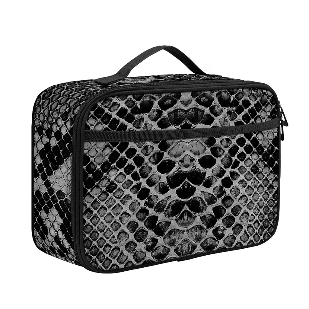 Grey And Black Snakeskin Print Portable Lunch Bag