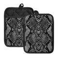 Grey And Black Snakeskin Print Pot Holders With Pocket
