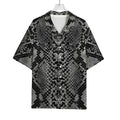 Grey And Black Snakeskin Print Rayon Hawaiian Shirt