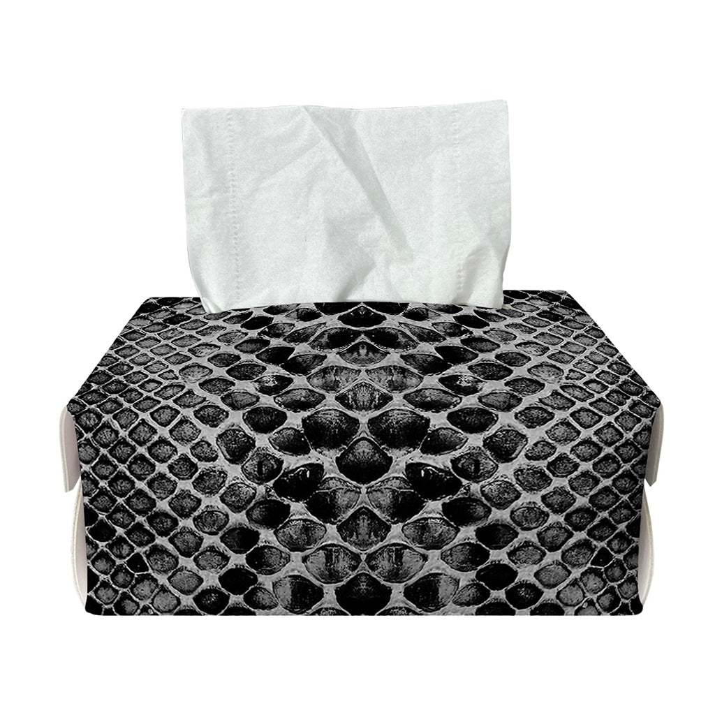 Grey And Black Snakeskin Print Rectangle Tissue Box Cover