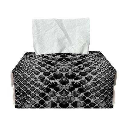 Grey And Black Snakeskin Print Rectangle Tissue Box Cover