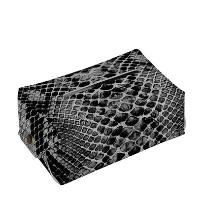 Grey And Black Snakeskin Print Rectangle Tissue Box Cover
