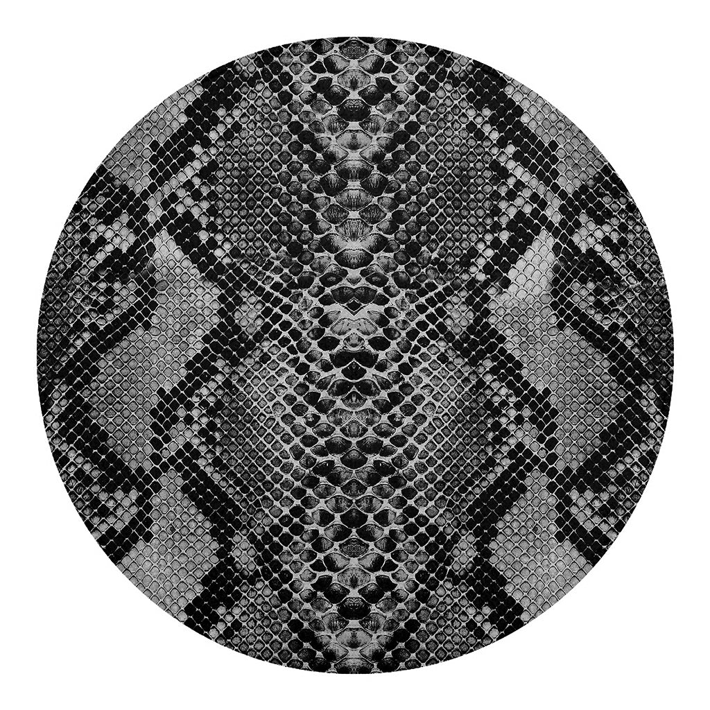 Grey And Black Snakeskin Print Round Blanket