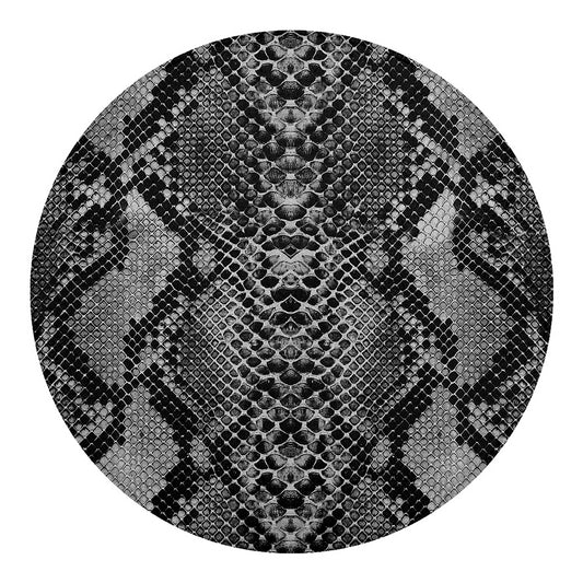 Grey And Black Snakeskin Print Round Blanket