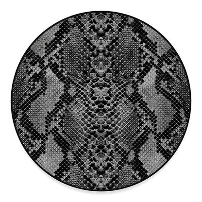 Grey And Black Snakeskin Print Round Floor Mat