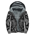 Grey And Black Snakeskin Print Sherpa Lined Zip Up Hoodie
