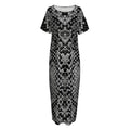 Grey And Black Snakeskin Print Short Sleeve Long Nightdress