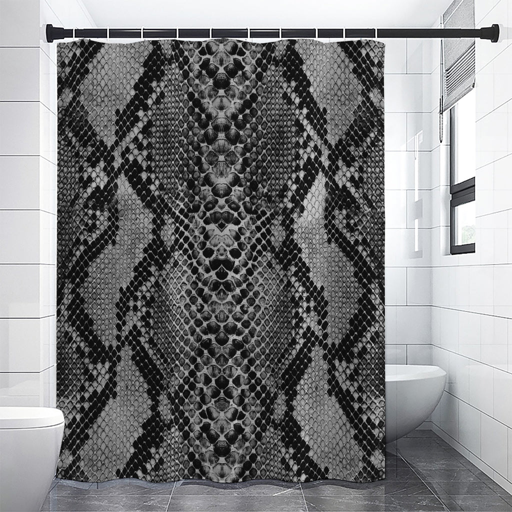 Grey And Black Snakeskin Print Shower Curtain