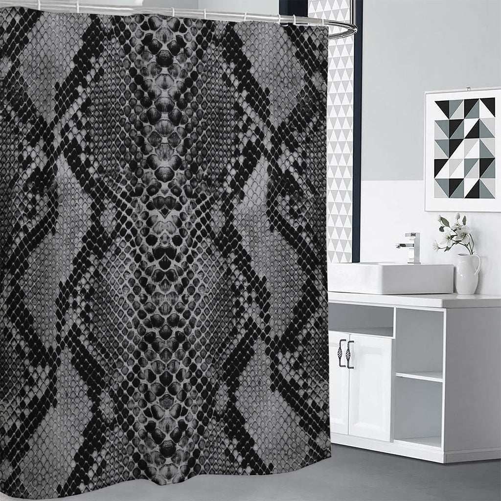 Grey And Black Snakeskin Print Shower Curtain