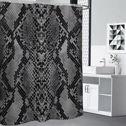 Grey And Black Snakeskin Print Shower Curtain