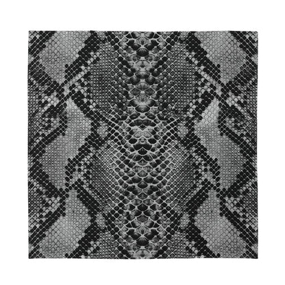 Grey And Black Snakeskin Print Silk Bandana