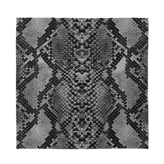 Grey And Black Snakeskin Print Silk Bandana