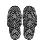Grey And Black Snakeskin Print Slippers