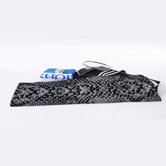 Grey And Black Snakeskin Print Sports Towel