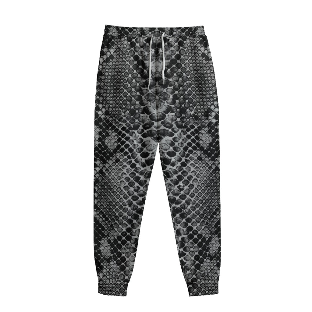 Grey And Black Snakeskin Print Sweatpants