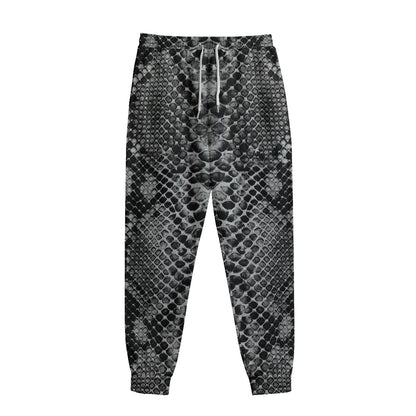 Grey And Black Snakeskin Print Sweatpants