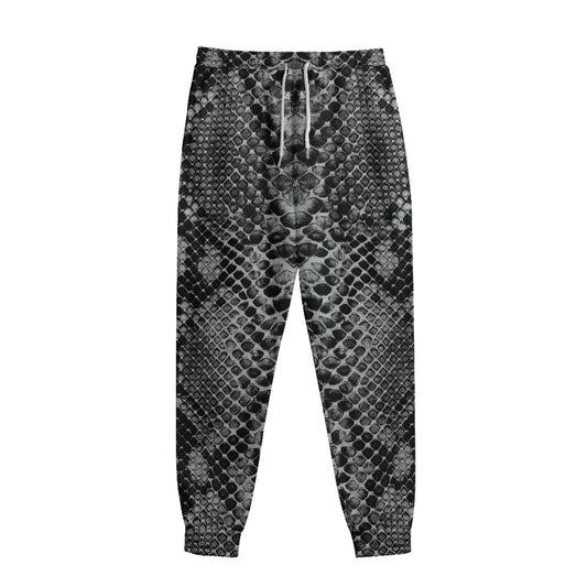 Grey And Black Snakeskin Print Sweatpants