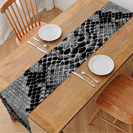Grey And Black Snakeskin Print Table Runner