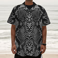 Grey And Black Snakeskin Print Textured Short Sleeve Shirt