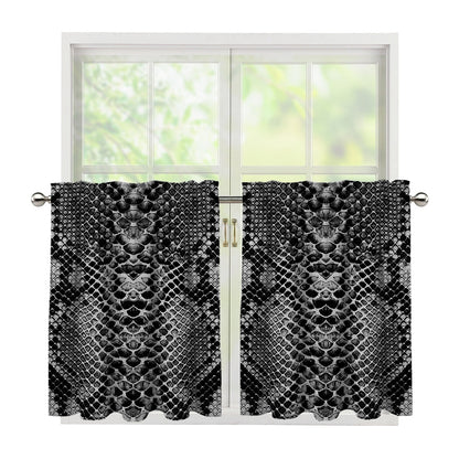 Grey And Black Snakeskin Print Tier Curtains