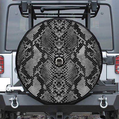 Grey And Black Snakeskin Print Tire Cover With Camera Hole