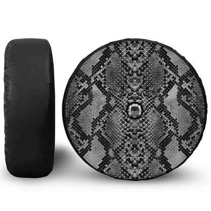 Grey And Black Snakeskin Print Tire Cover With Camera Hole
