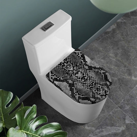 Grey And Black Snakeskin Print Toilet Lid Cover