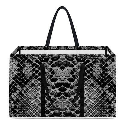 Grey And Black Snakeskin Print Utility Tote Bag