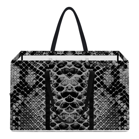 Grey And Black Snakeskin Print Utility Tote Bag