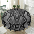 Grey And Black Snakeskin Print Waterproof Round Tablecloth
