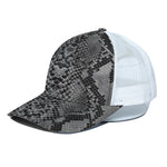 Grey And Black Snakeskin Print White Mesh Trucker Cap