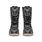 Grey And Black Snakeskin Print Winter Boots