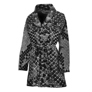 Grey And Black Snakeskin Print Women's Bathrobe