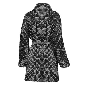 Grey And Black Snakeskin Print Women's Bathrobe