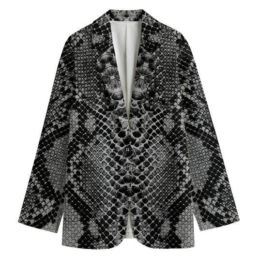 Grey And Black Snakeskin Print Women's Blazer