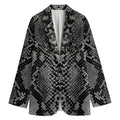 Grey And Black Snakeskin Print Women's Cotton Blazer