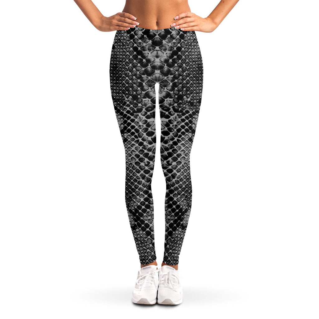 Grey And Black Snakeskin Print Women's Leggings