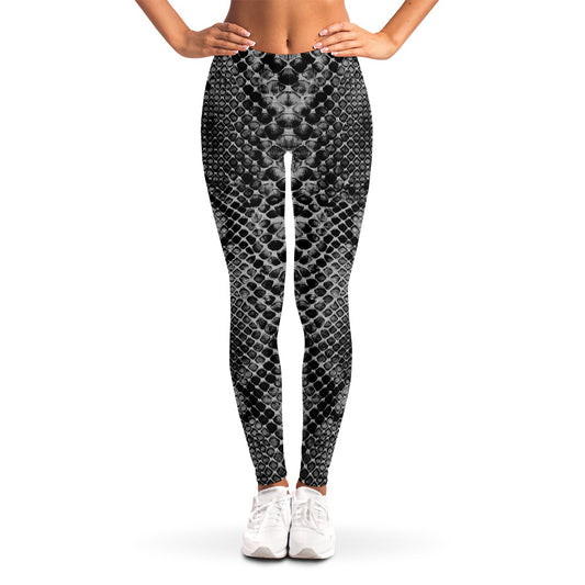 Grey And Black Snakeskin Print Women's Leggings