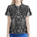 Grey And Black Snakeskin Print Women's Polo Shirt