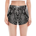 Grey And Black Snakeskin Print Women's Split Running Shorts