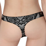 Grey And Black Snakeskin Print Women's Thong